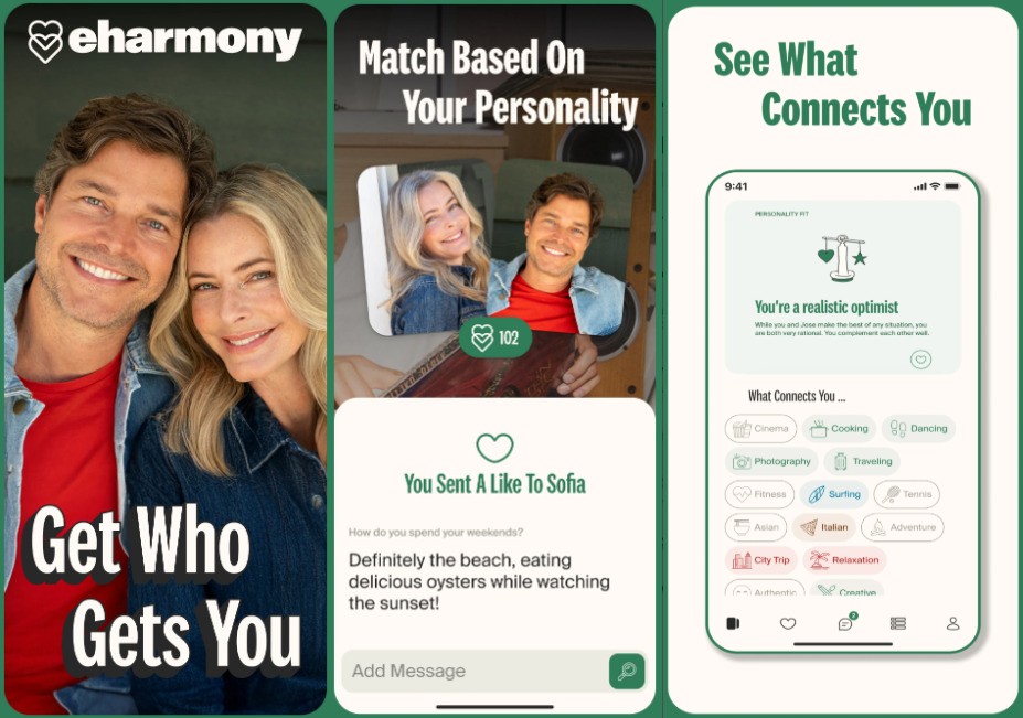 eHarmony mobile app for android and ios