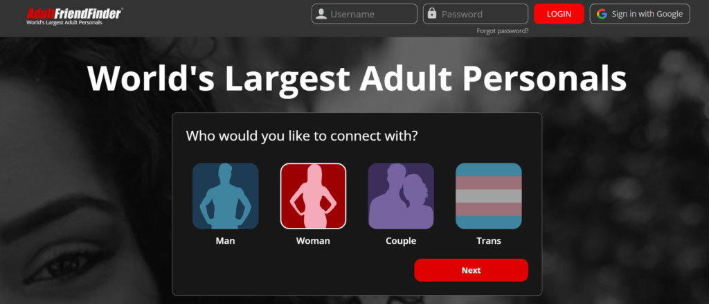 Current image: Adult FriendFinder dating site