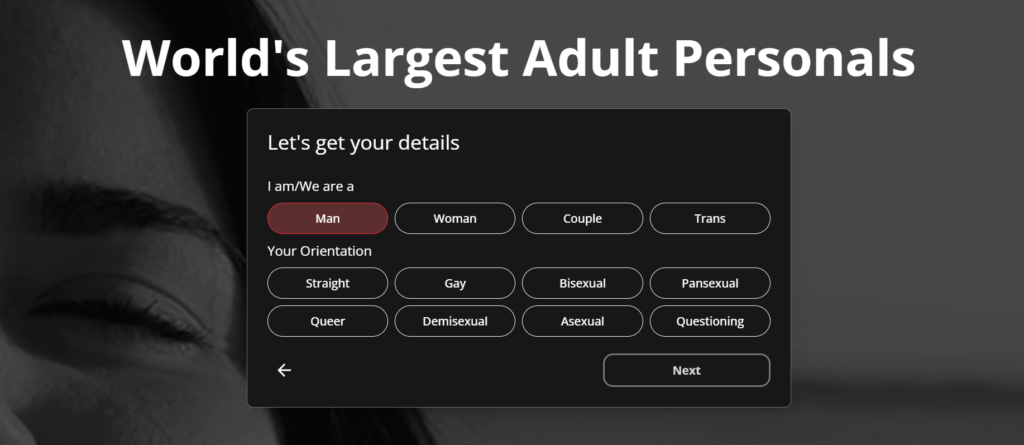 Adult FriendFinder sign up process