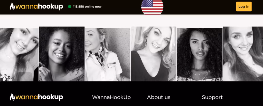 WannaHookUp real and fictional profile menu
