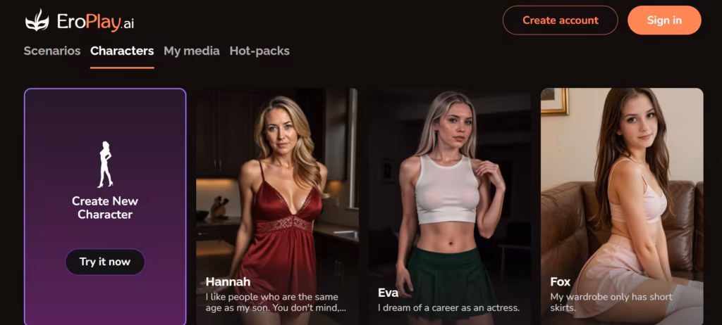 EroPlay.ai create custom characters