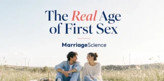 Average Age of Losing Virginity (2026): 40+ Data Points From CDC Survey Data Two young adults laughing on a picnic blanket in a sunny meadow, under the headline The Real Age of First Sex